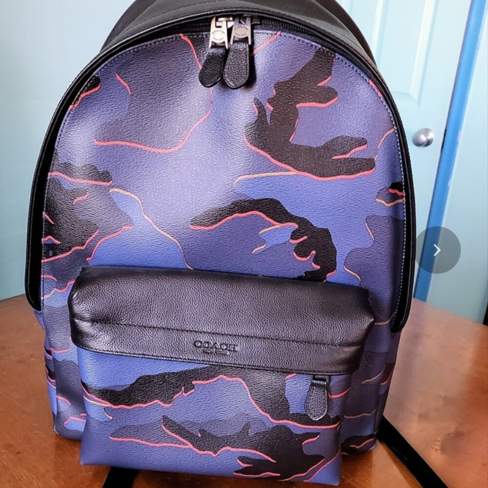 Coach Charles blue camo backpack